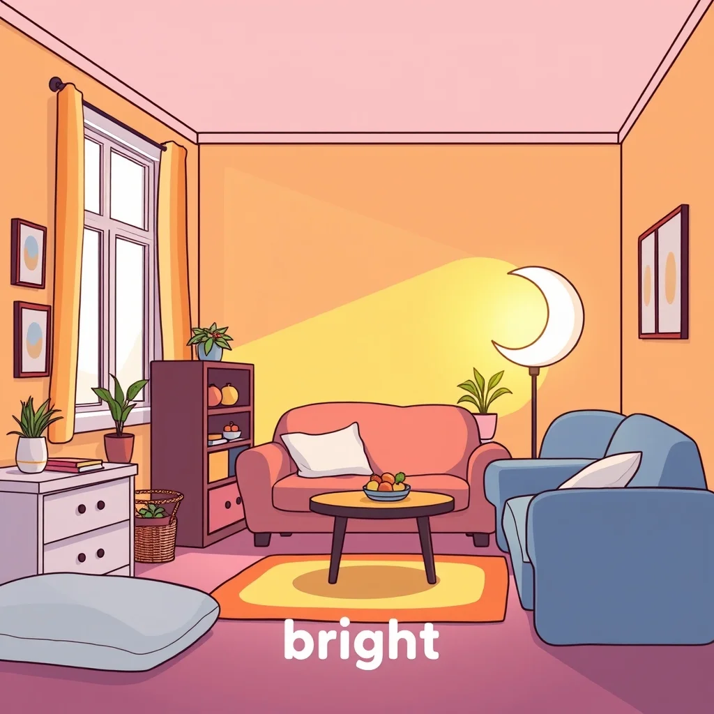 Mnemonic illustration for 明るい — bright