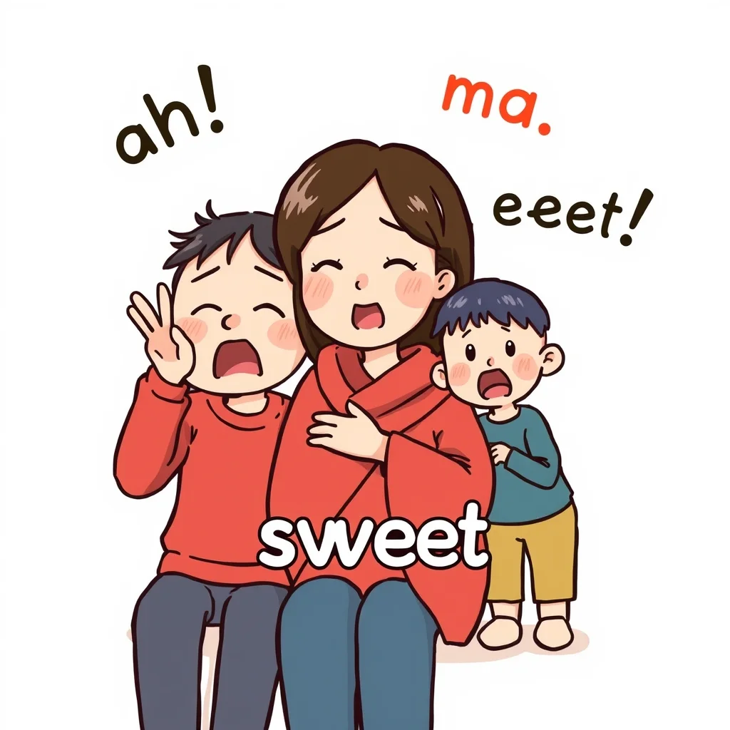 Mnemonic illustration for 甘い — sweet