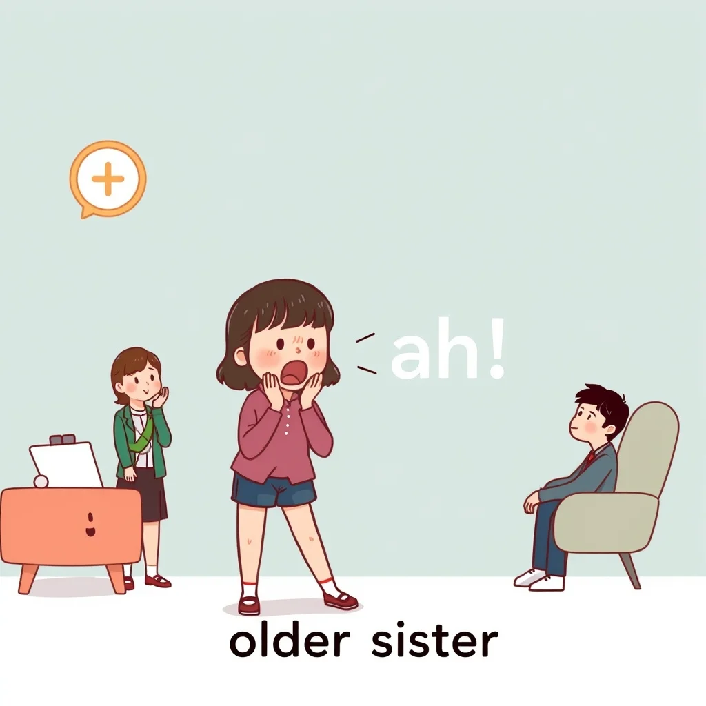 Mnemonic illustration for 姉 — older sister