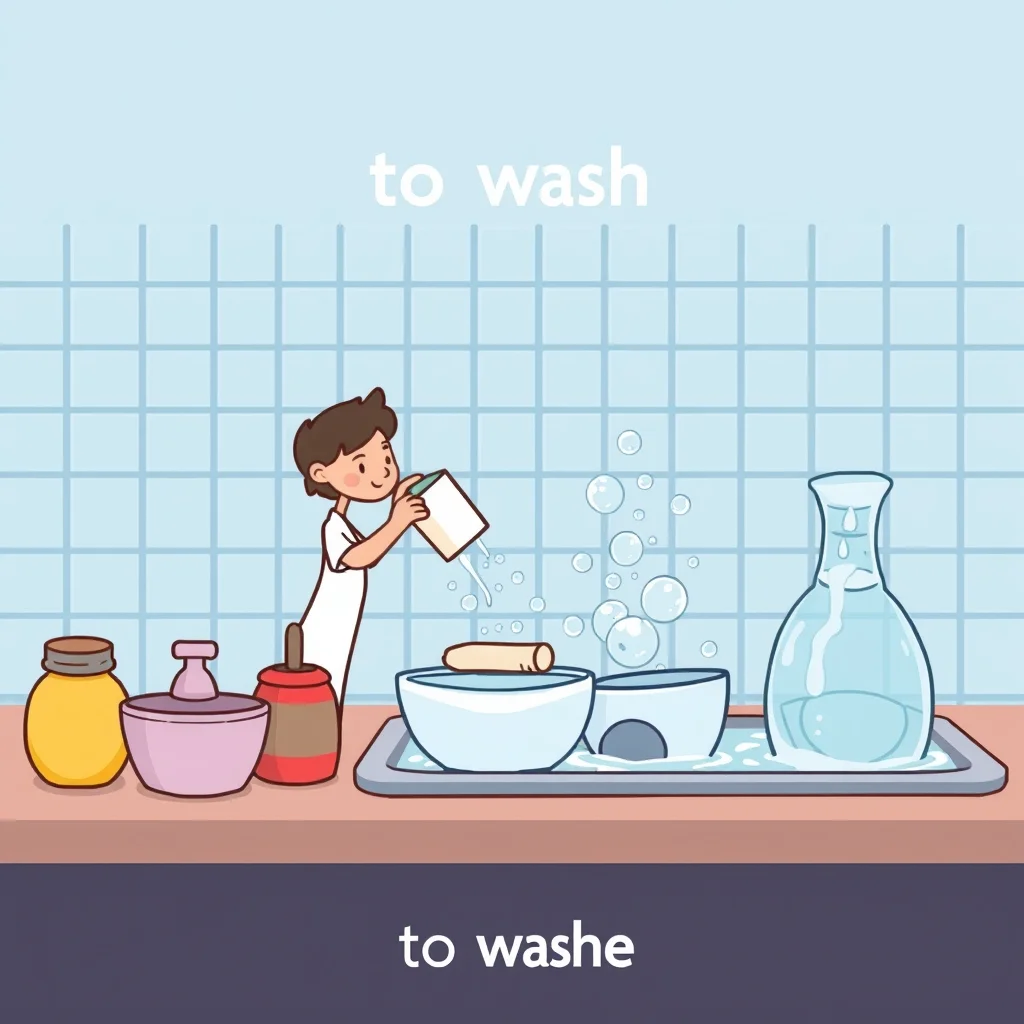 Mnemonic illustration for 洗う — to wash