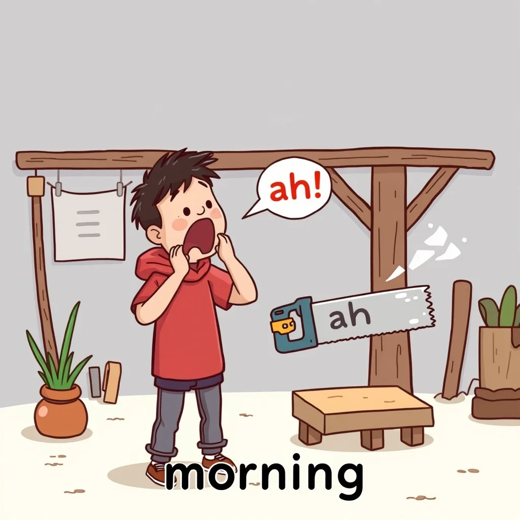 Mnemonic illustration for 朝 — morning