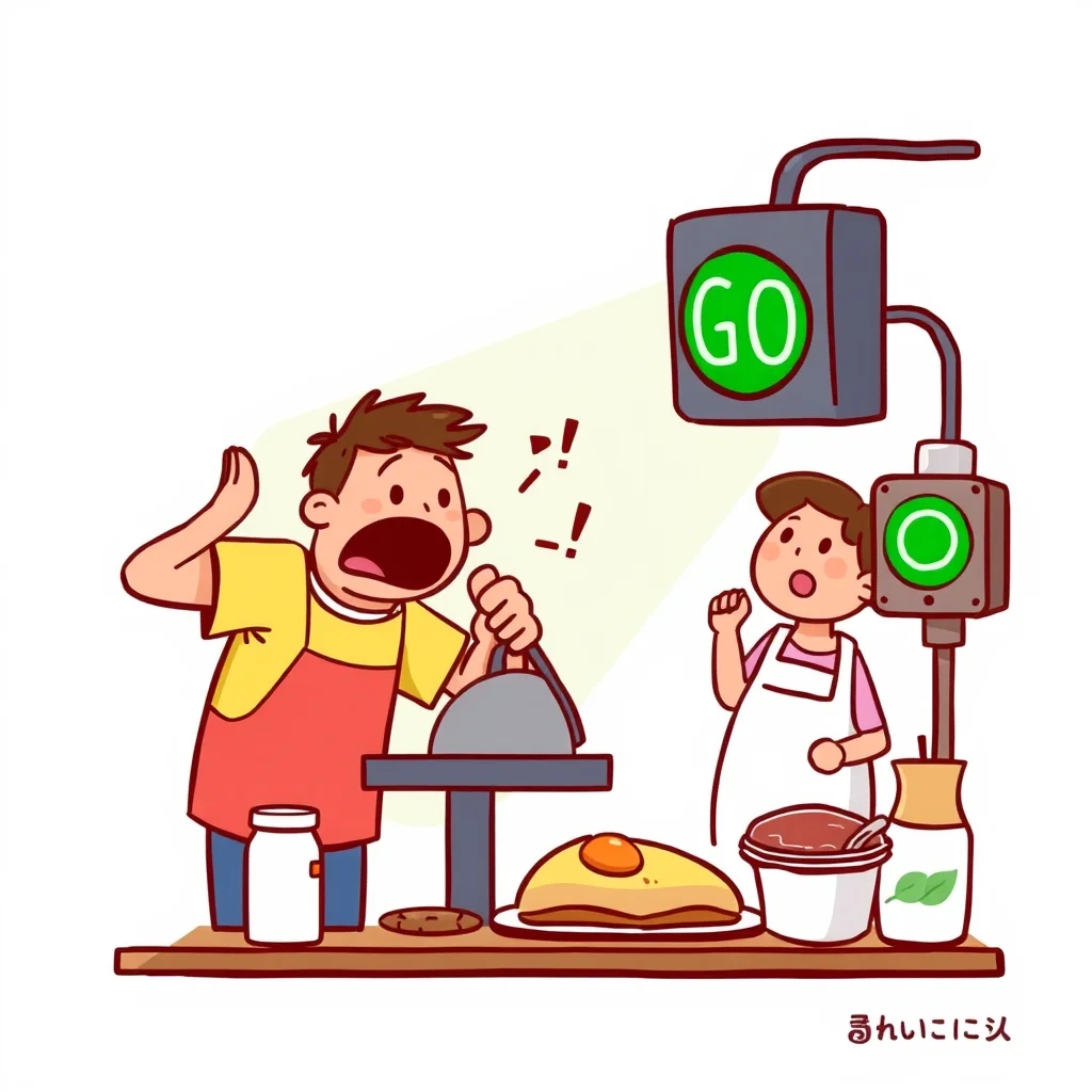 Mnemonic illustration for 朝ご飯 — breakfast