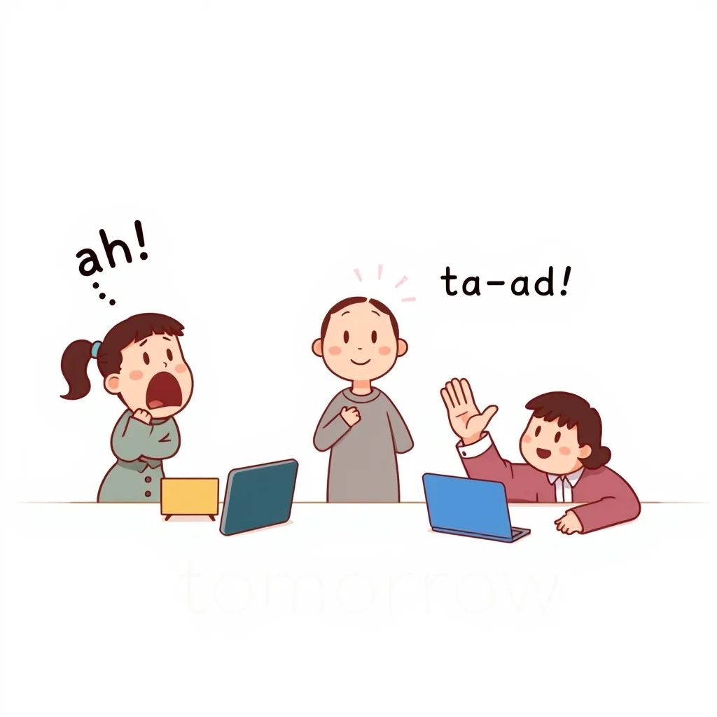 Mnemonic illustration for 明日 — tomorrow