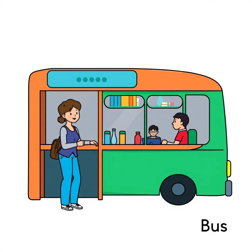 Mnemonic illustration for バス — bus