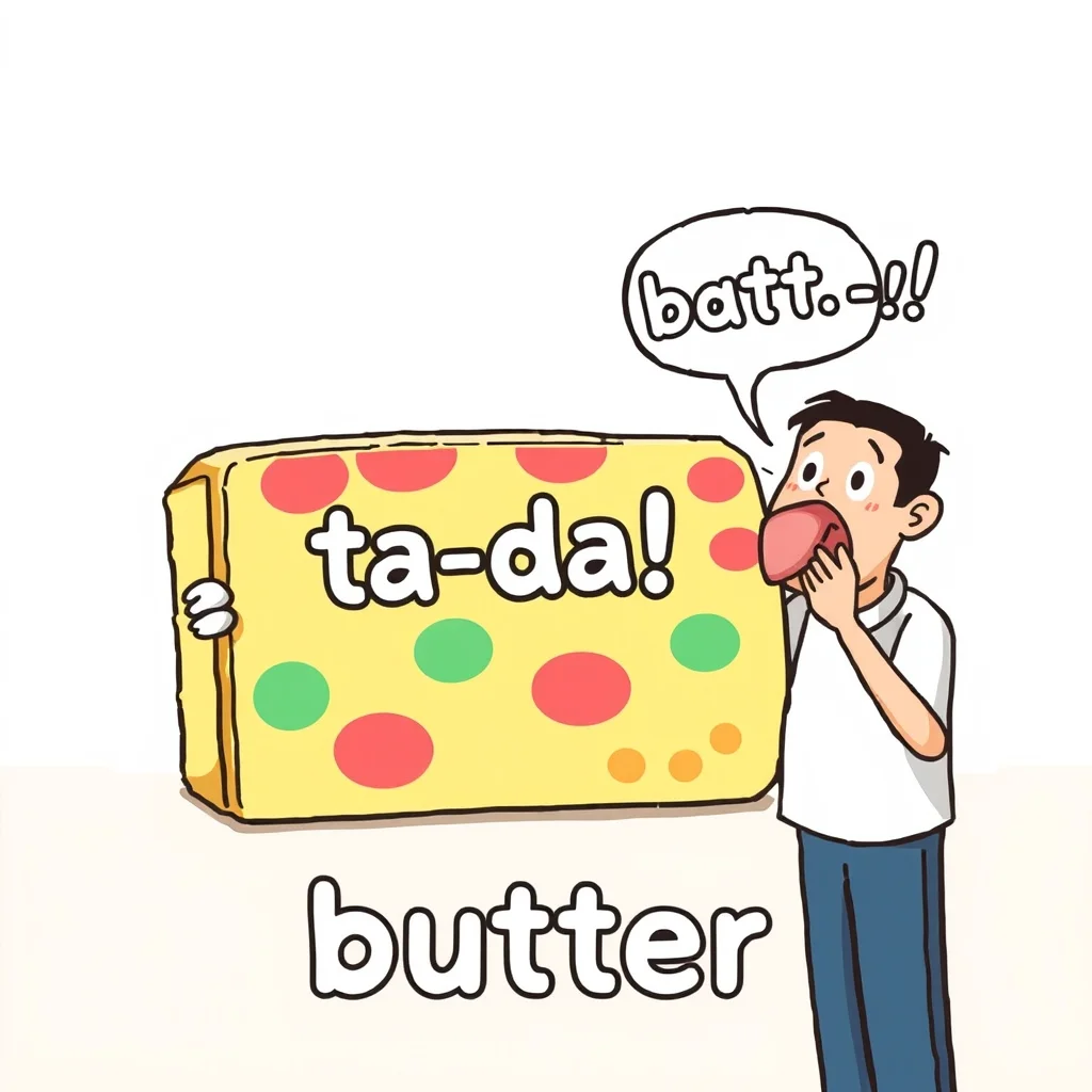 Mnemonic illustration for バター — butter
