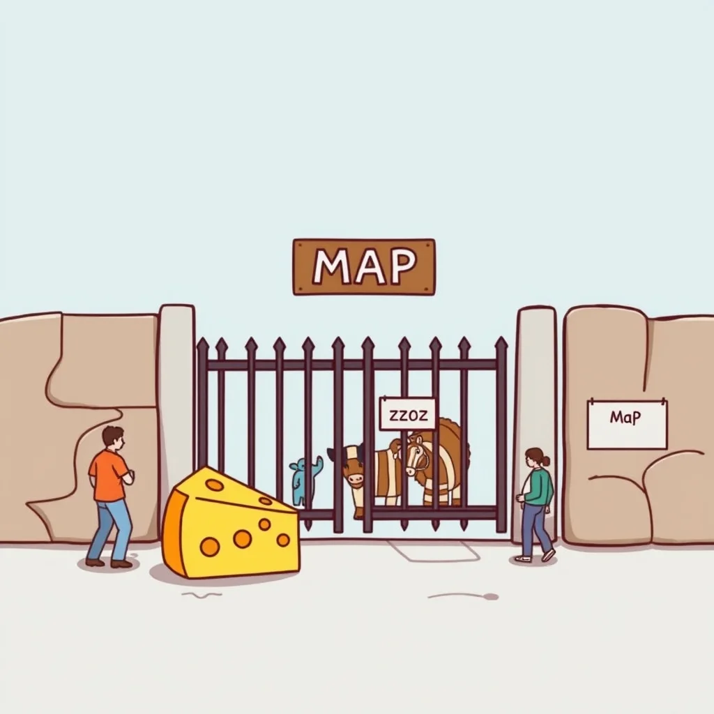 Mnemonic illustration for 地図 — map