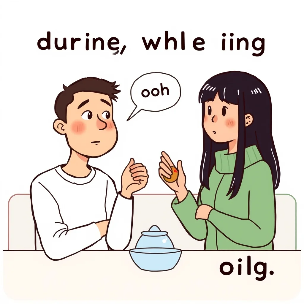 Mnemonic illustration for 中 — during, while ~ing