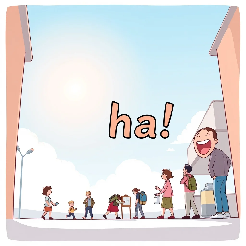 Mnemonic illustration for では — then, well, so