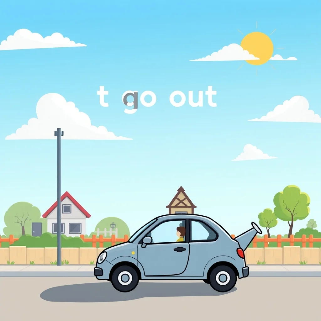 Mnemonic illustration for 出かける — to go out
