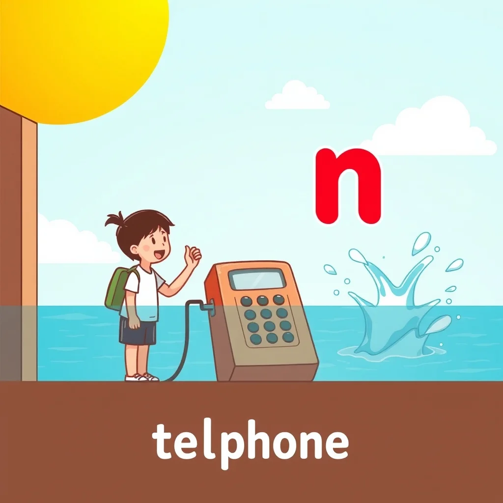 Mnemonic illustration for 電話 — telephone