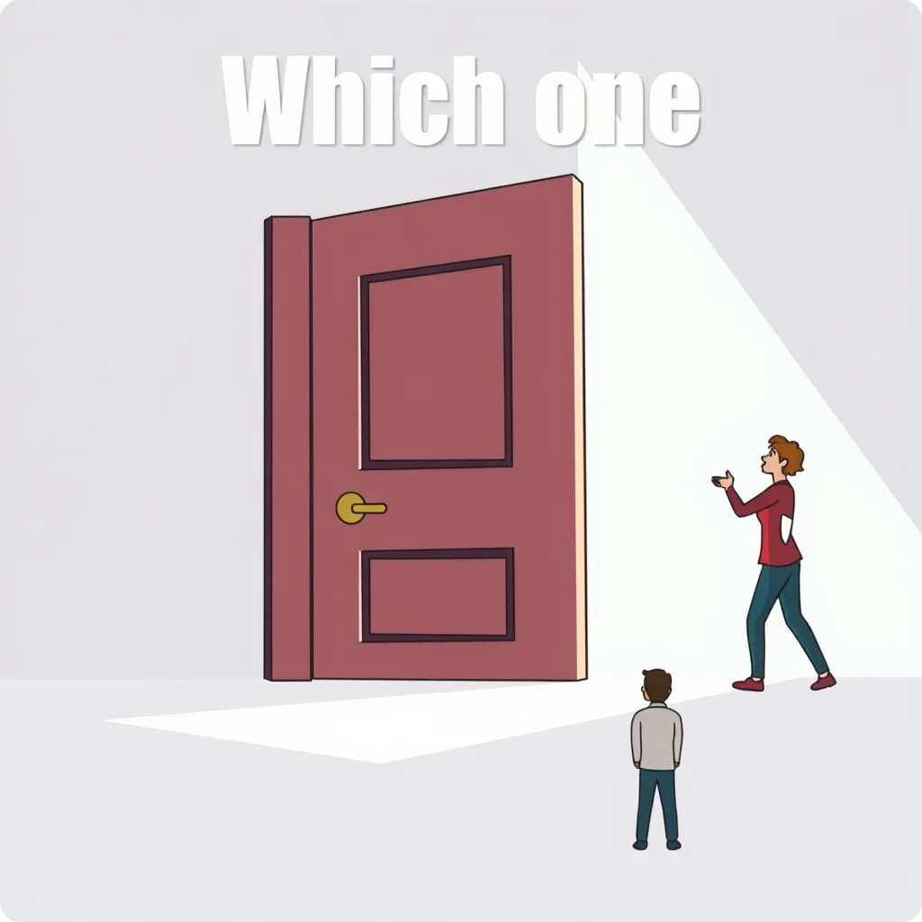 Mnemonic illustration for どれ — which one