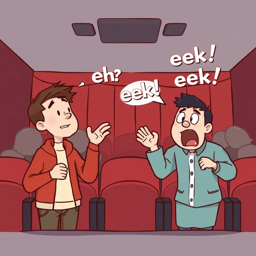 Mnemonic illustration for 映画館 — movie theater