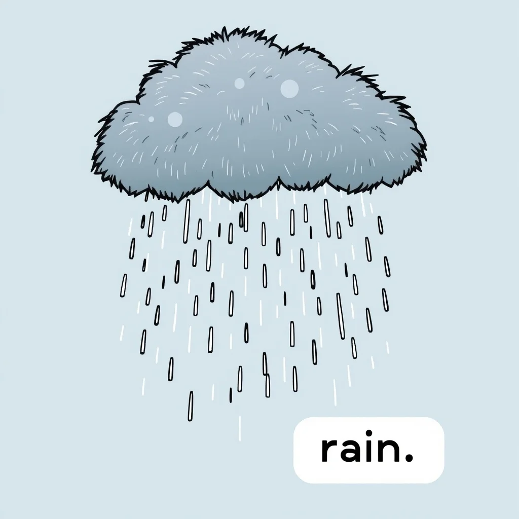 Mnemonic illustration for 降る — to fall as rain or snow