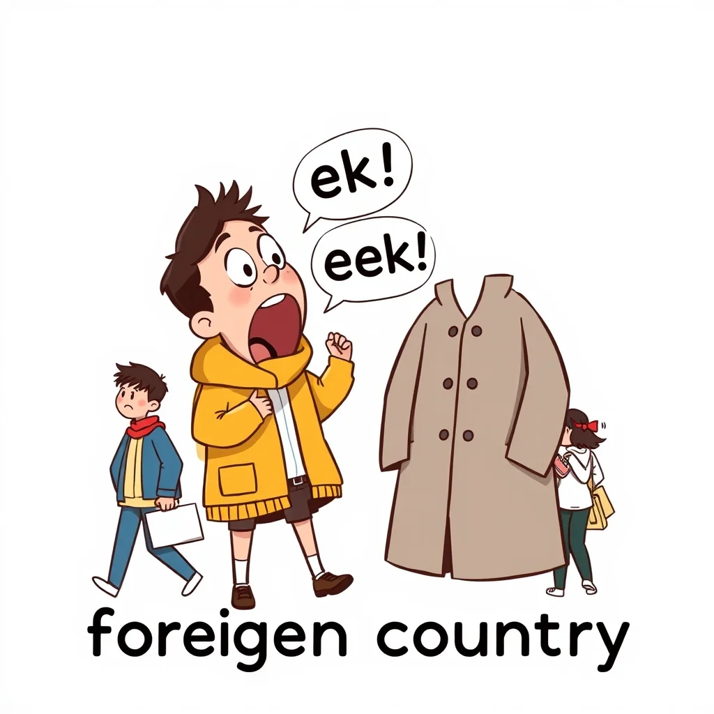 Mnemonic illustration for 外国 — foreign country