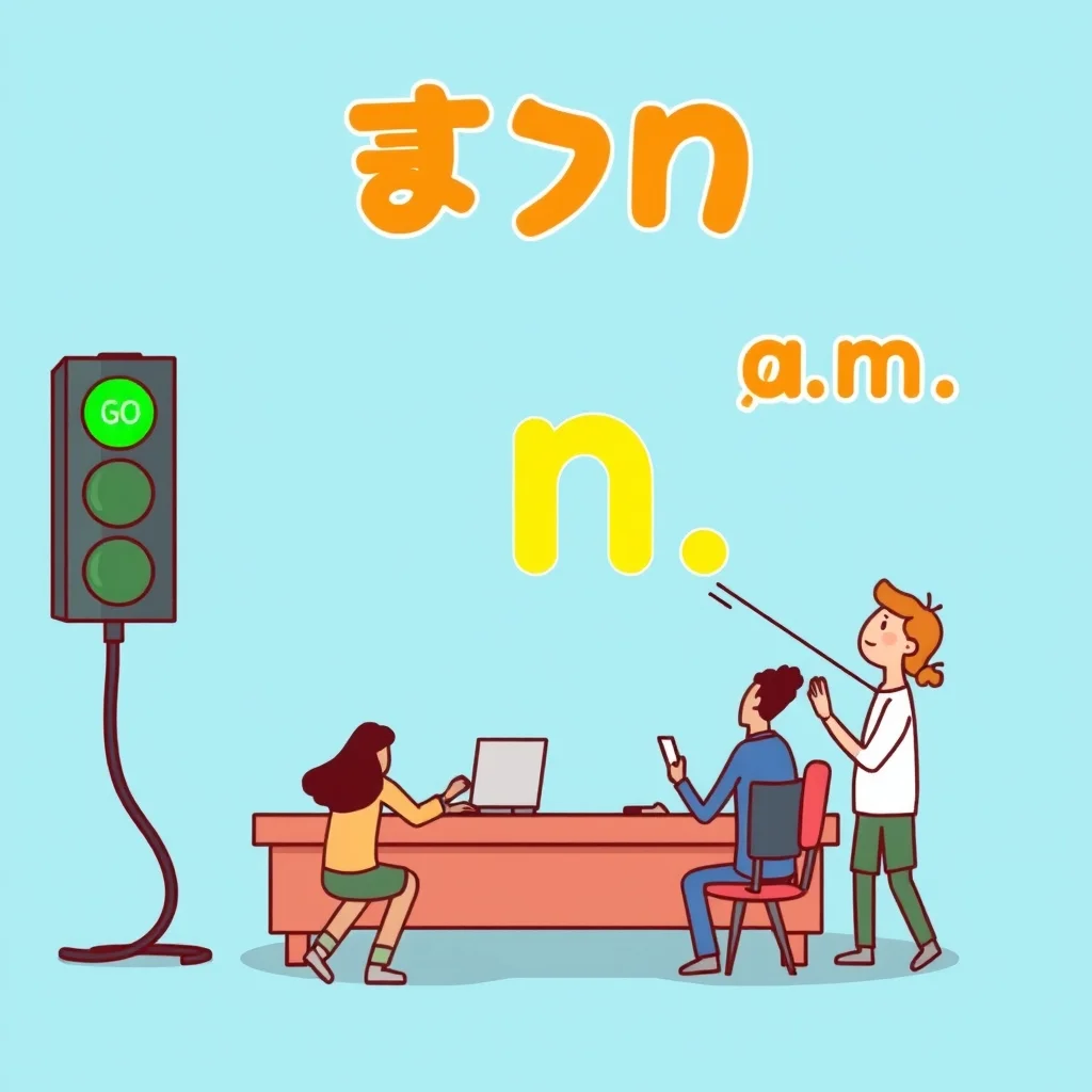 Mnemonic illustration for 午前 — morning, a.m.