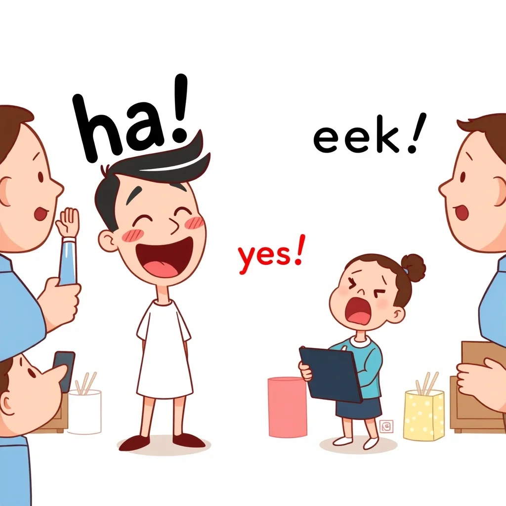 Mnemonic illustration for はい — yes