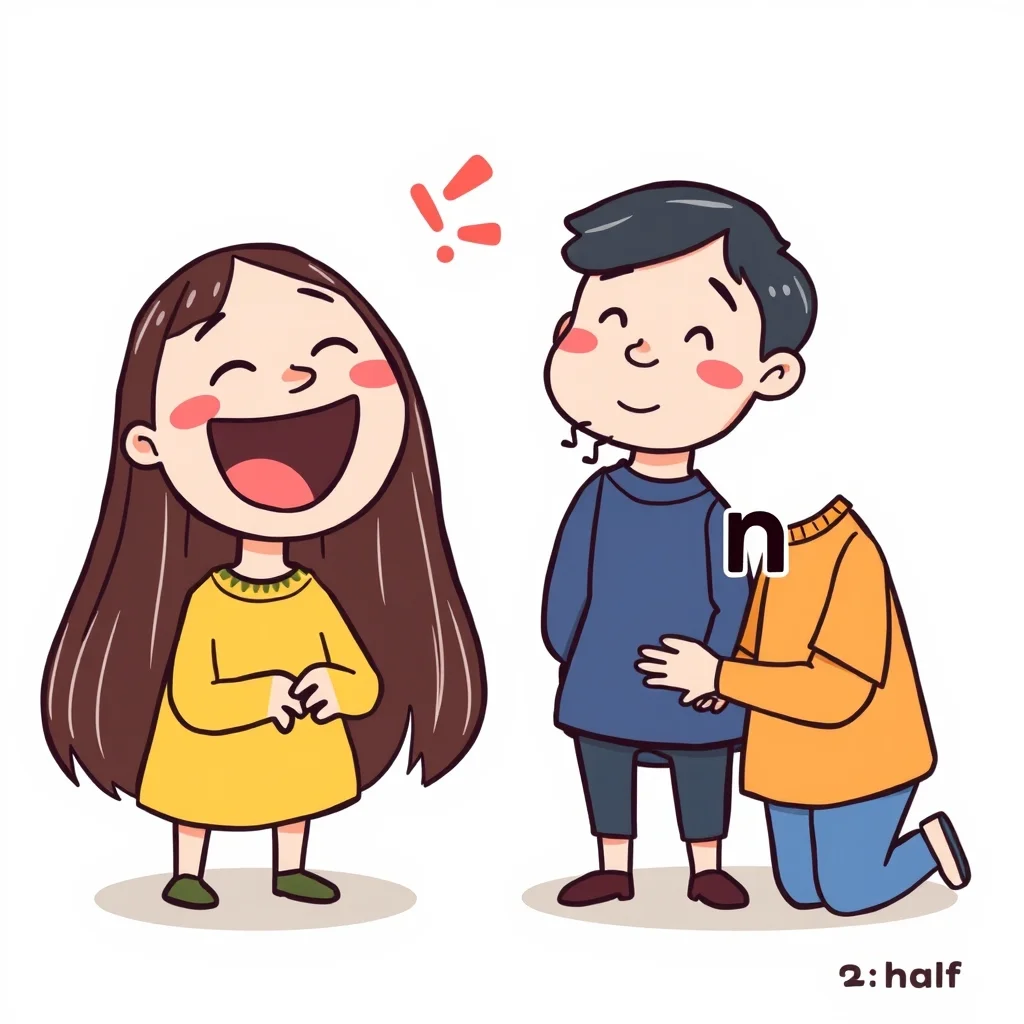 Mnemonic illustration for 半 — half