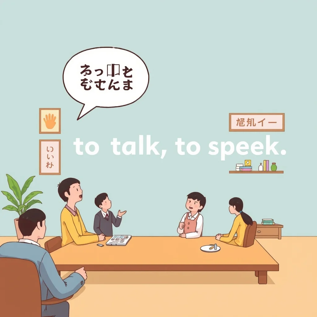 Mnemonic illustration for 話す — to talk, to speak