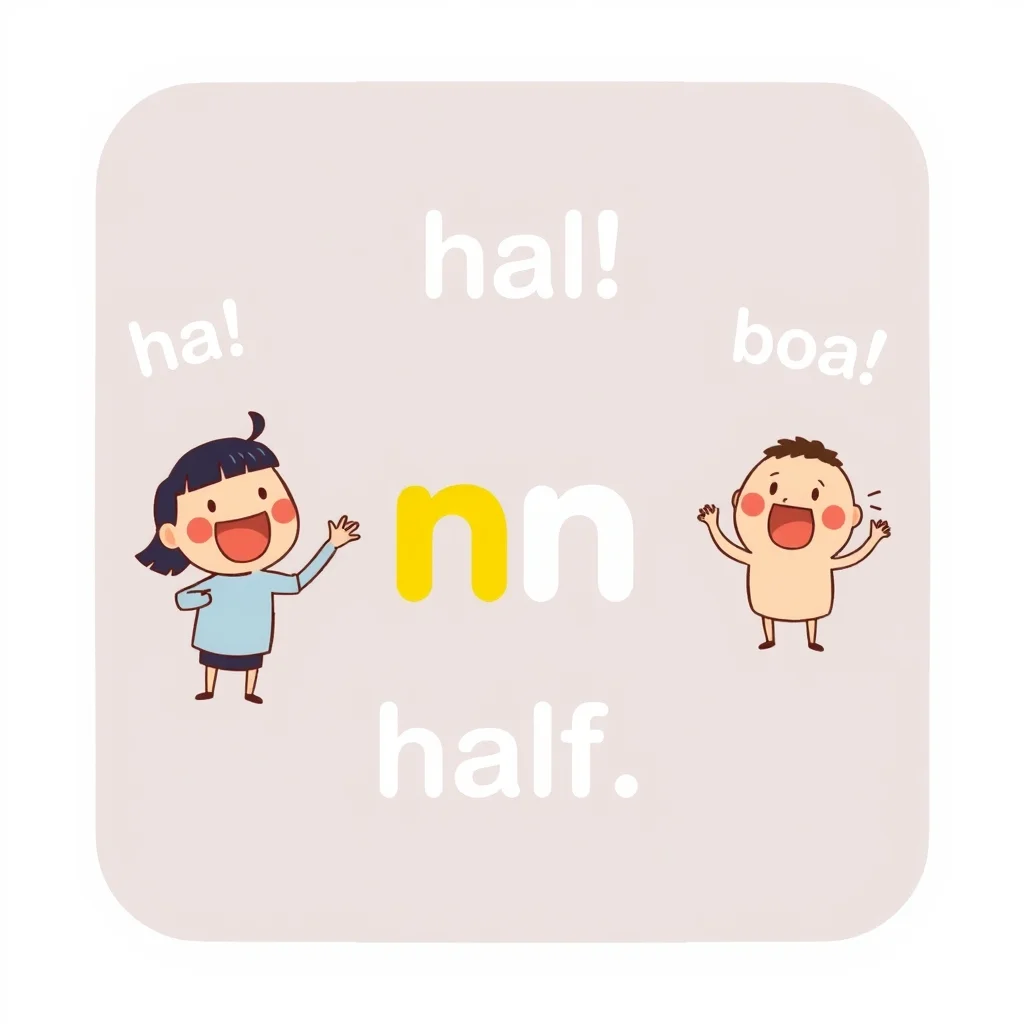 Mnemonic illustration for 半分 — half