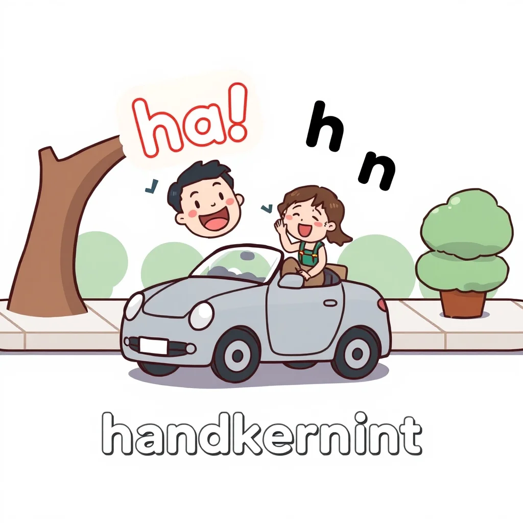 Mnemonic illustration for ハンカチ — handkerchief