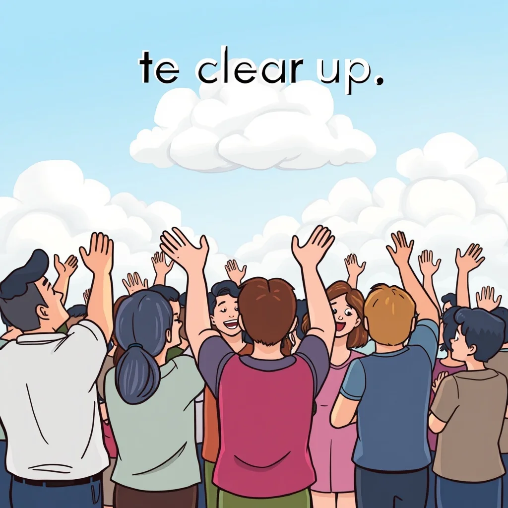 Mnemonic illustration for 晴れる — to clear up