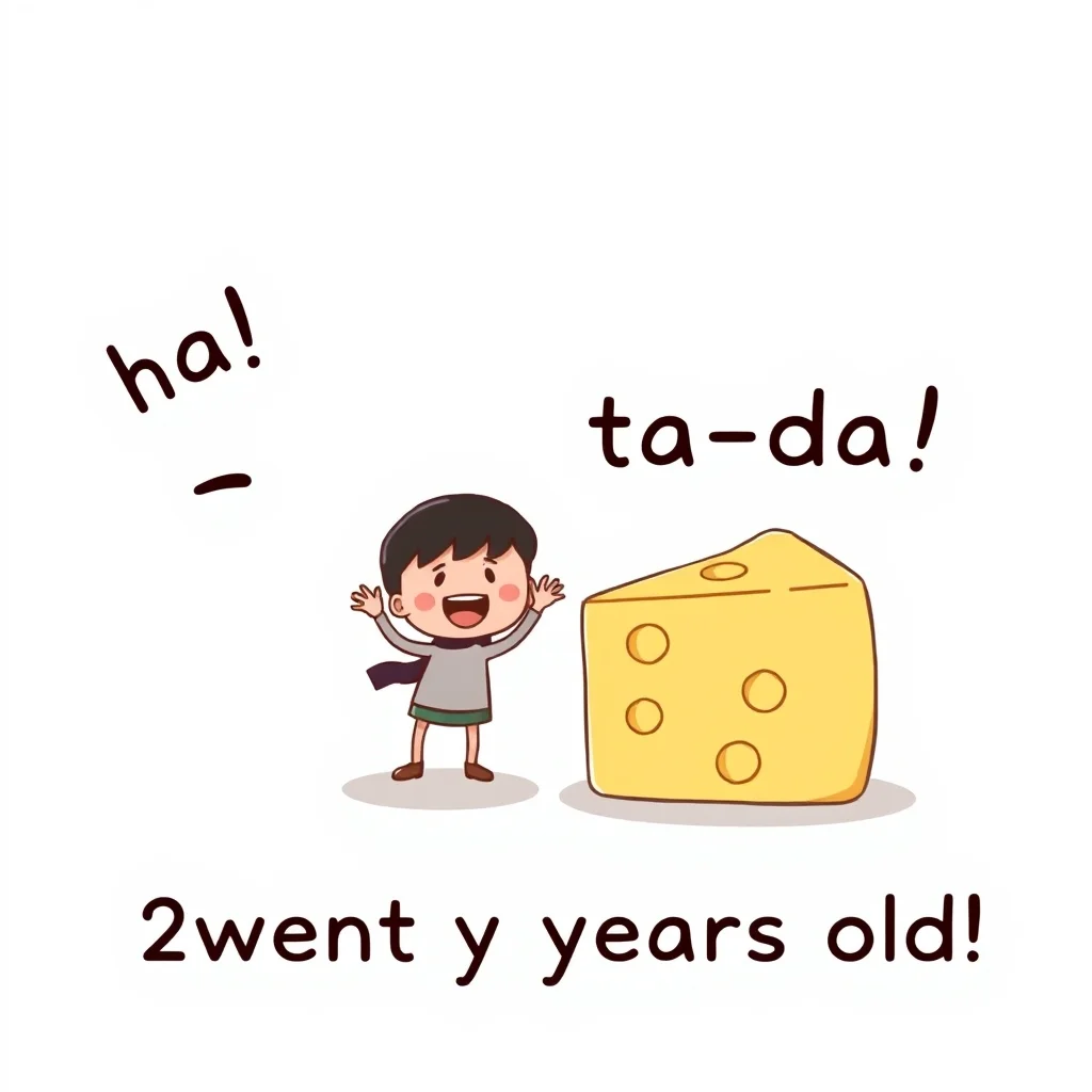 Mnemonic illustration for 二十歳 — twenty years old