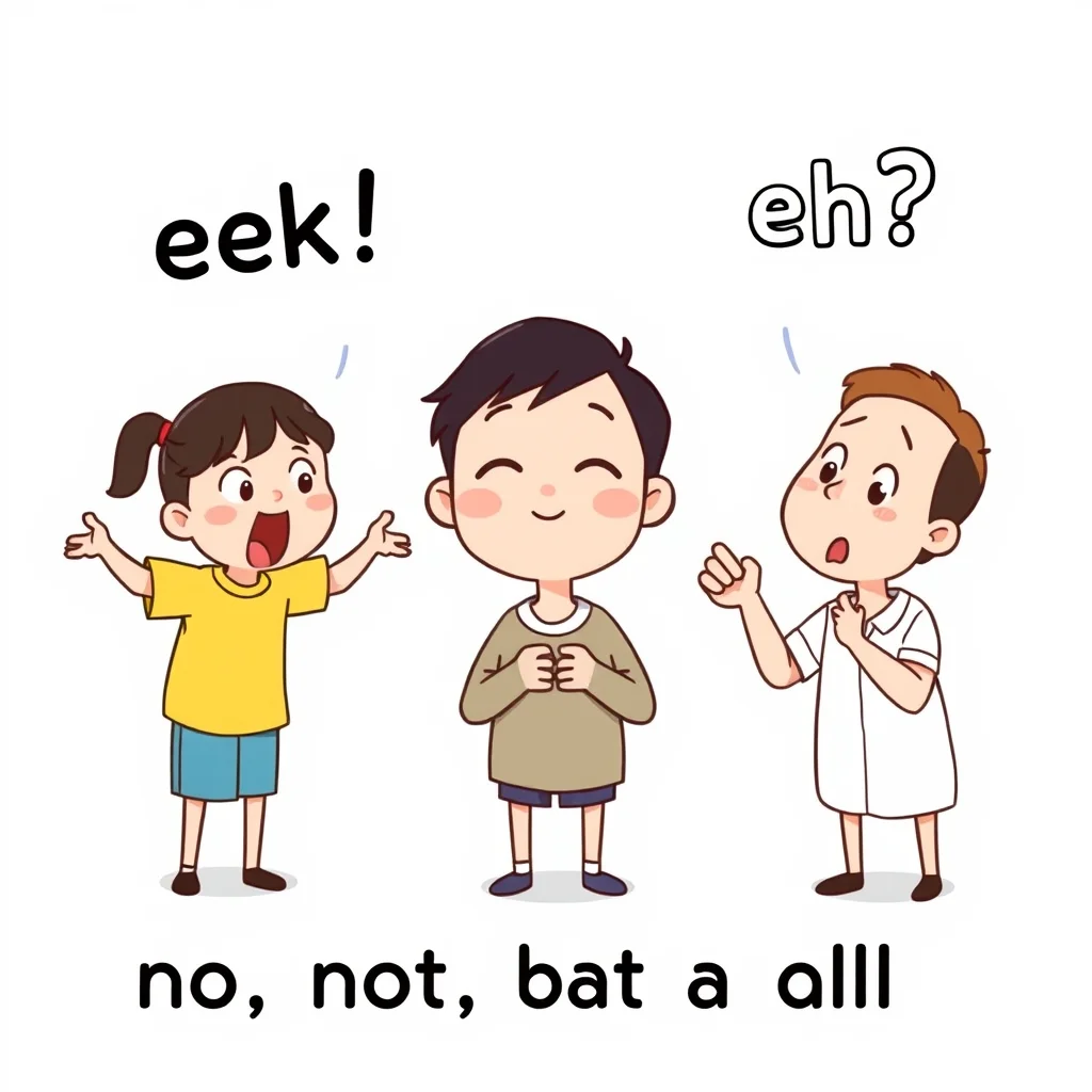 Mnemonic illustration for いいえ — no, not at all
