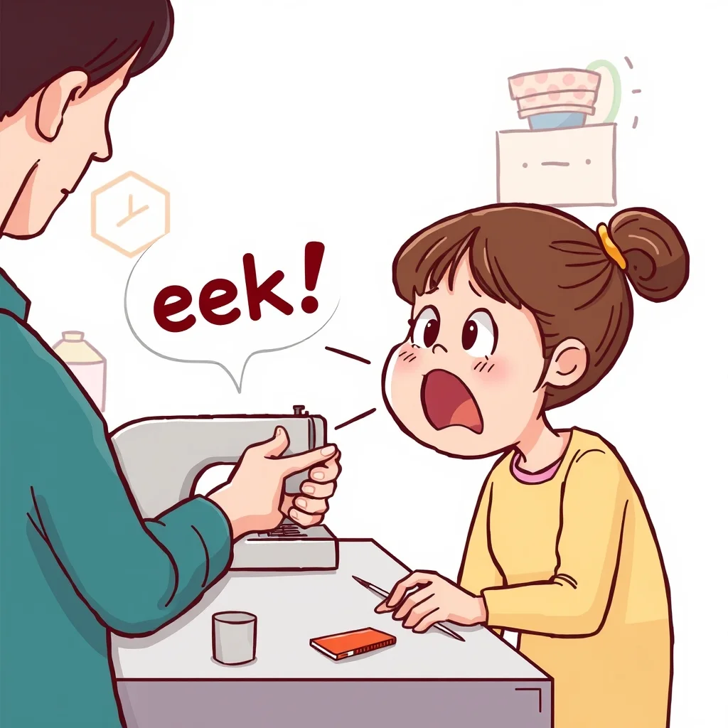 Mnemonic illustration for 忙しい — busy