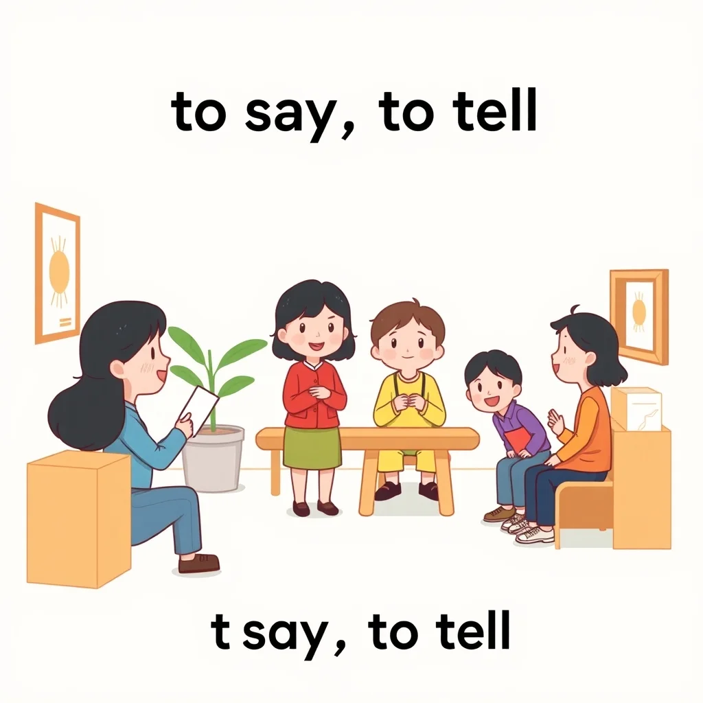 Mnemonic illustration for 言う — to say, to tell