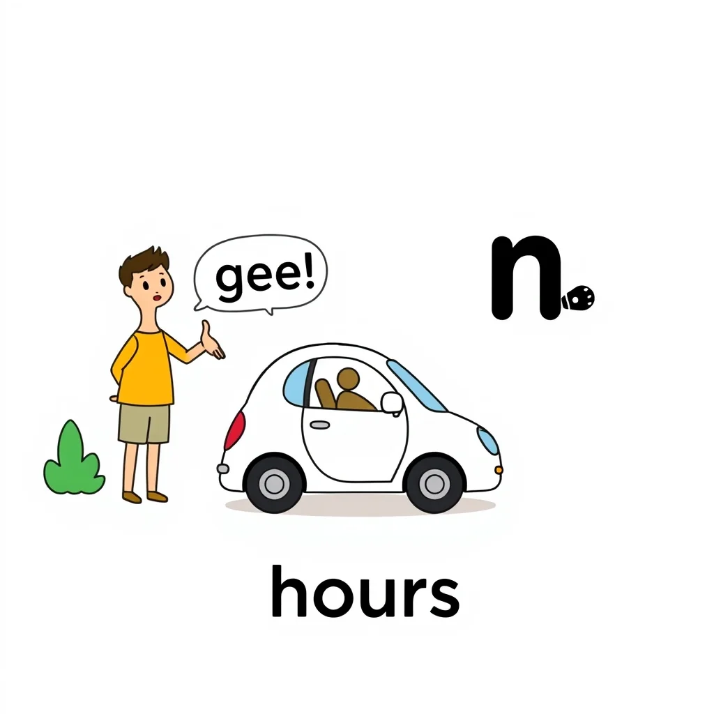 Mnemonic illustration for 時間 — ~ hours