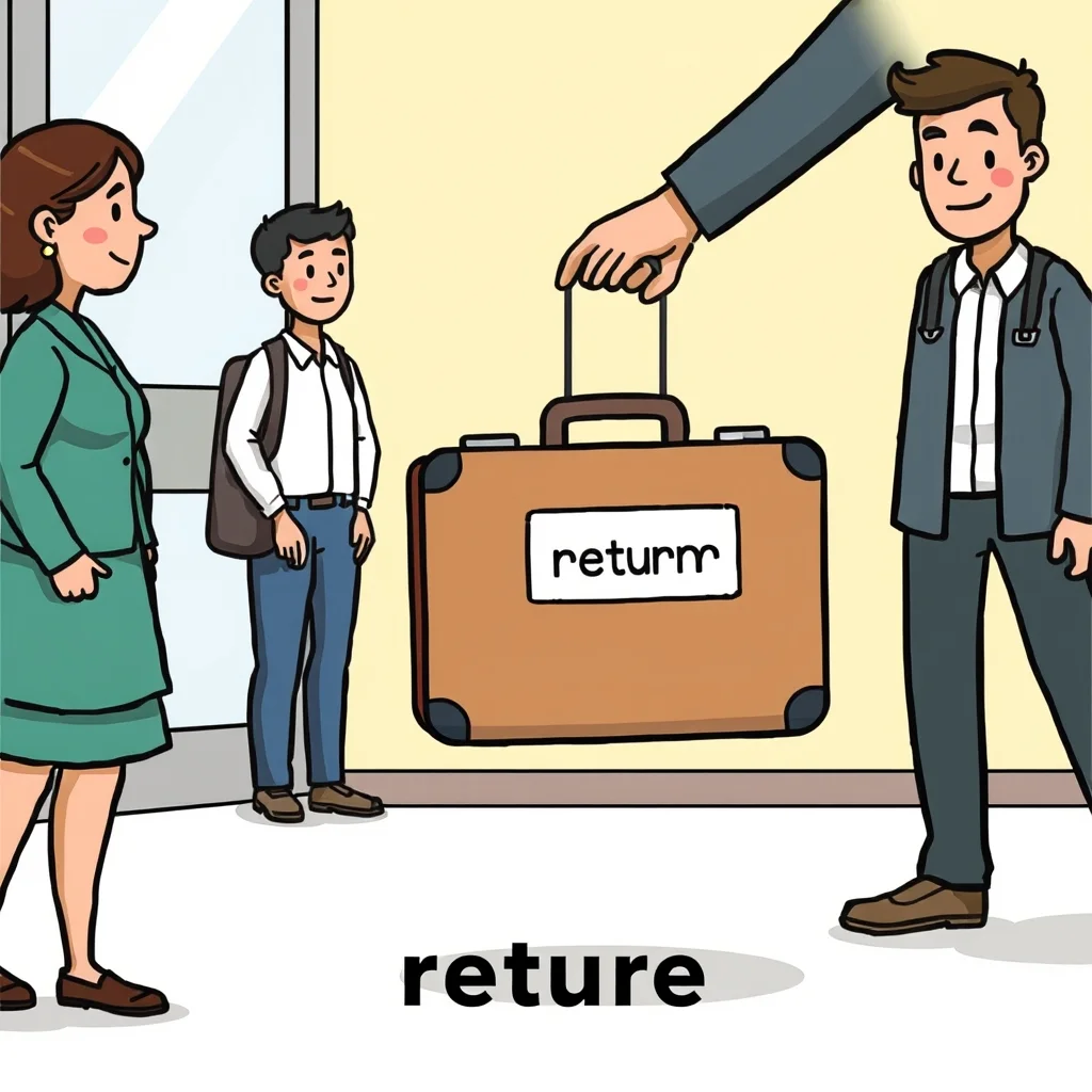 Mnemonic illustration for 返す — to return an object