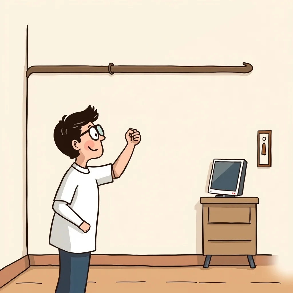 Mnemonic illustration for 掛ける — to put on (e.g., glasses); to hang (e.g., on a wall)