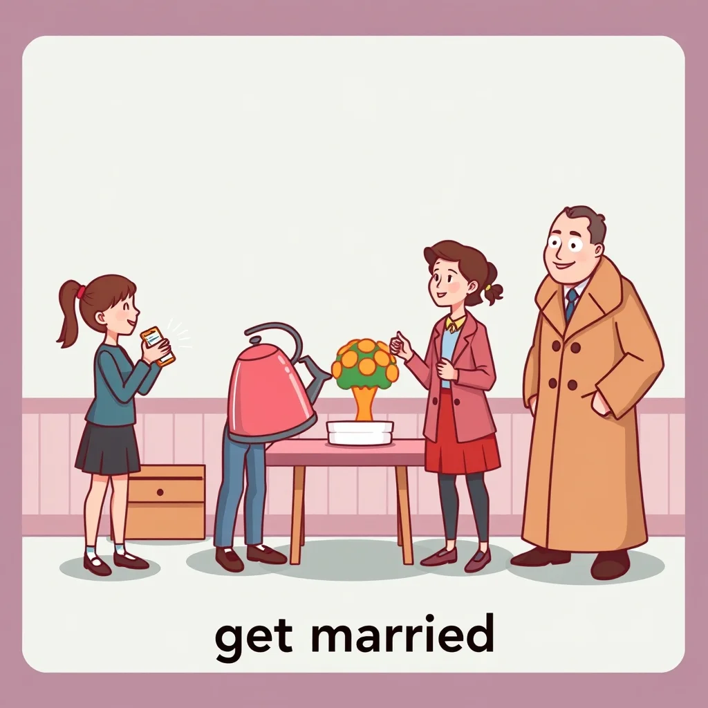 Mnemonic illustration for 結婚 — marriage (get married)