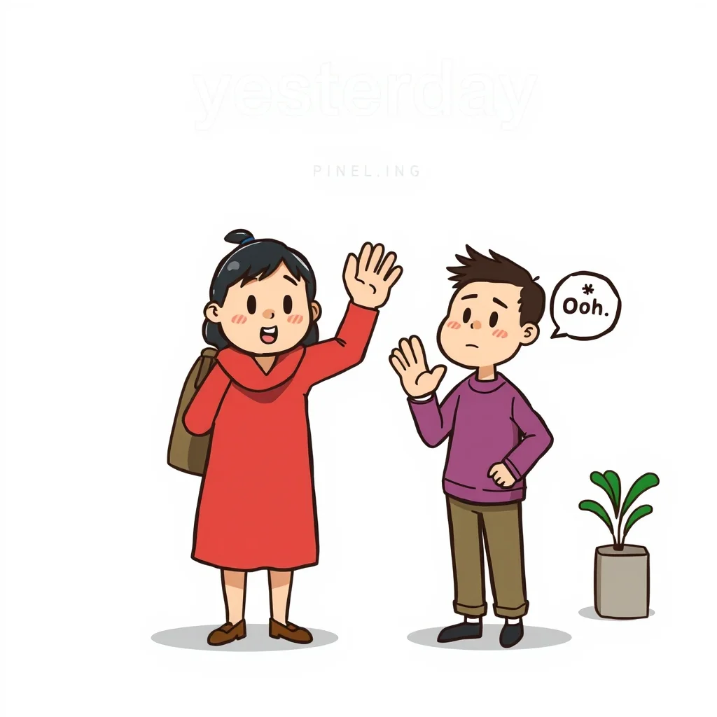 Mnemonic illustration for 昨日 — yesterday