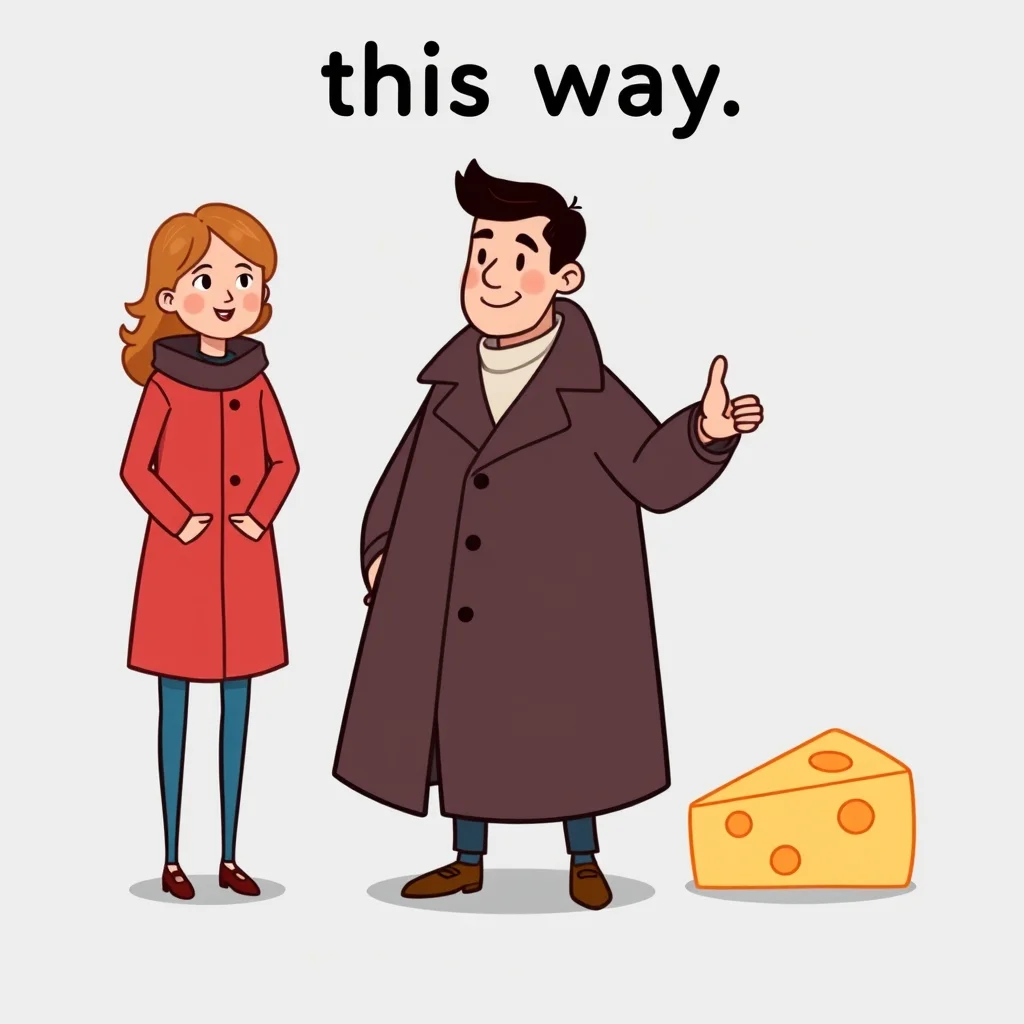 Mnemonic illustration for こっち — this way