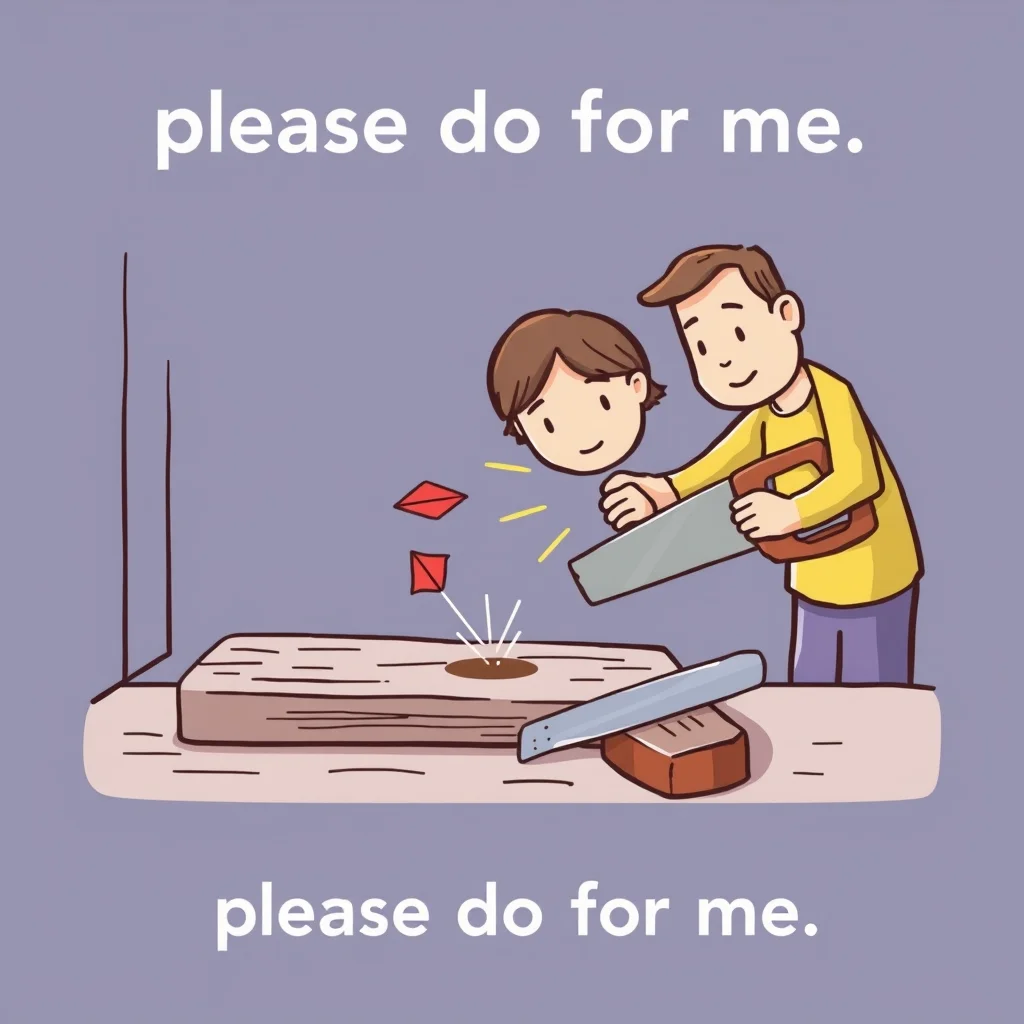 Mnemonic illustration for 下さい — (with te-form verb) please do for me