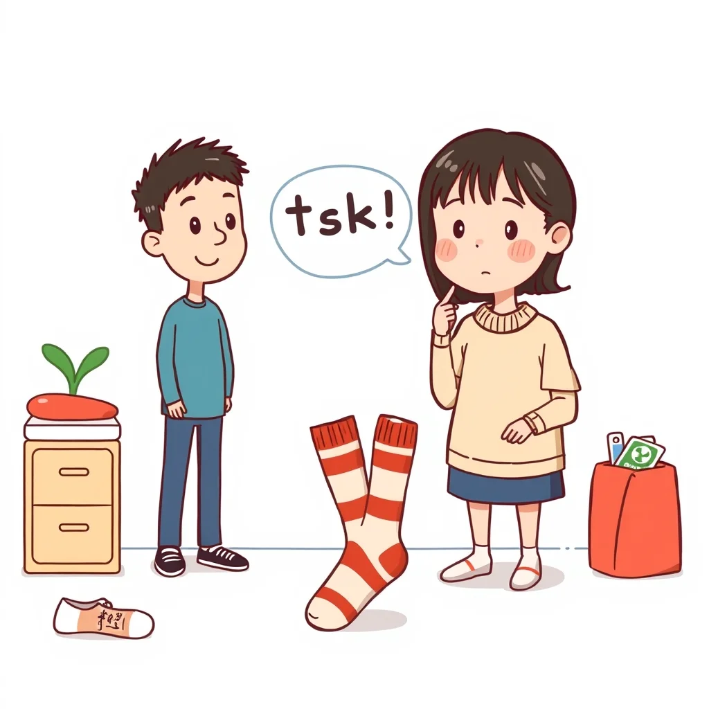 Mnemonic illustration for 靴下 — socks