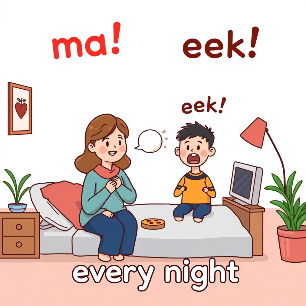 Mnemonic illustration for 毎晩 — every night