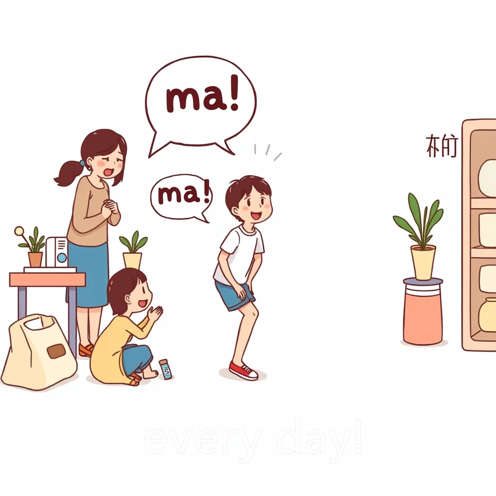 Mnemonic illustration for 毎日 — every day