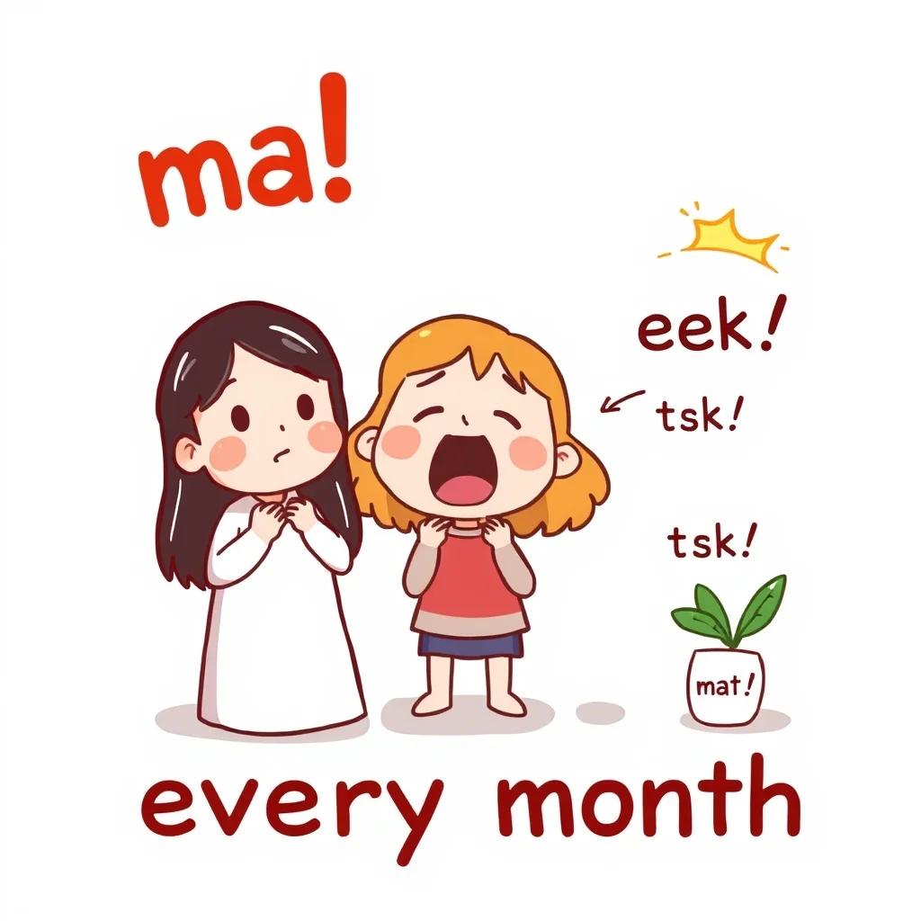 Mnemonic illustration for 毎月 — every month