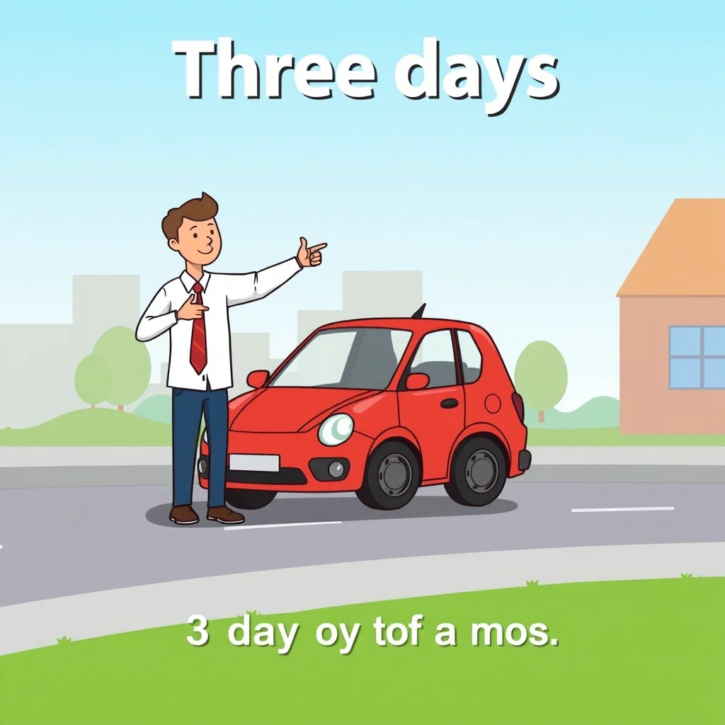 Mnemonic illustration for 三日 — three days, third day of the month