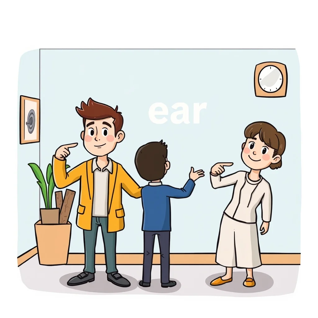 Mnemonic illustration for 耳 — ear