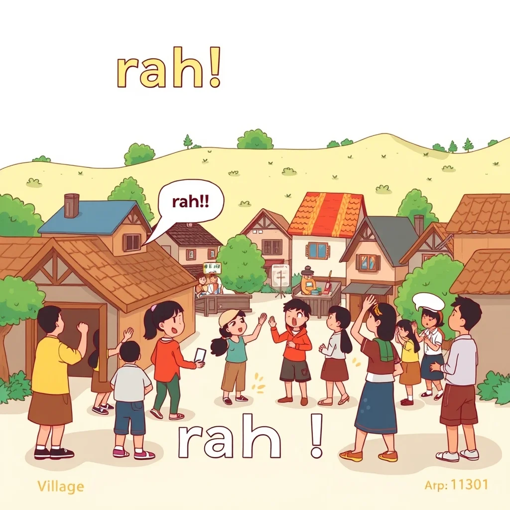 Mnemonic illustration for 村 — village