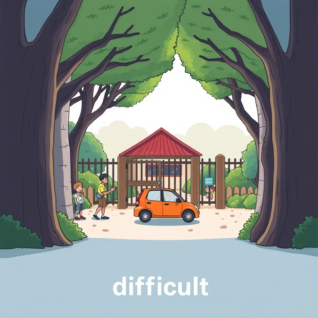 Mnemonic illustration for 難しい — difficult