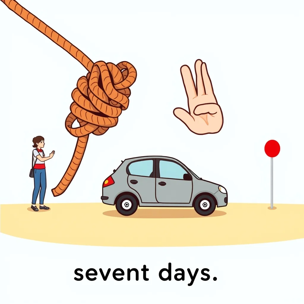 Mnemonic illustration for 七日 — seven days; seventh day (of the month)