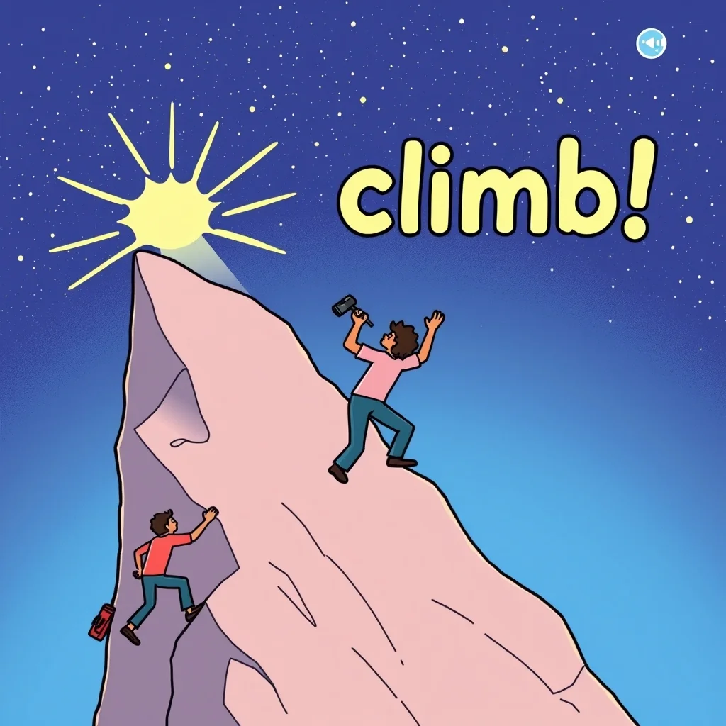Mnemonic illustration for 登る — to climb