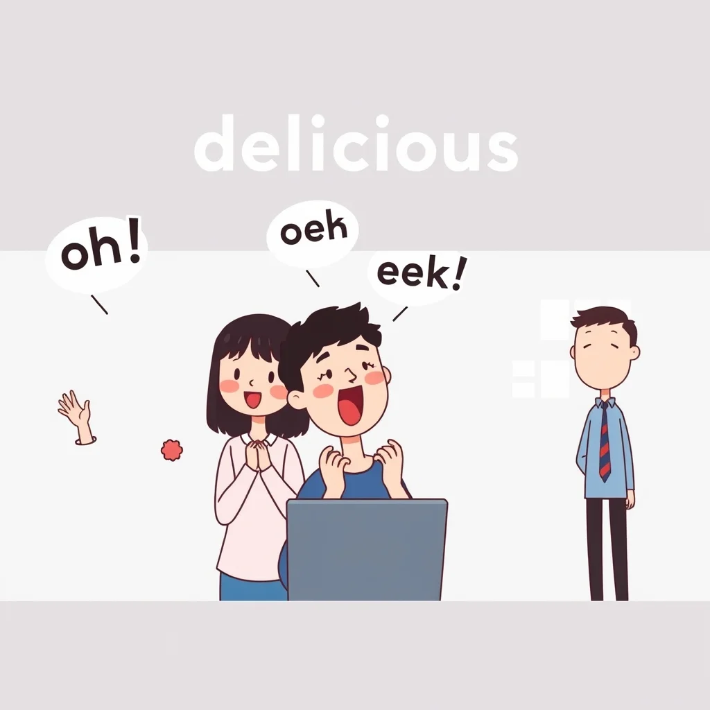 Mnemonic illustration for 美味しい — delicious