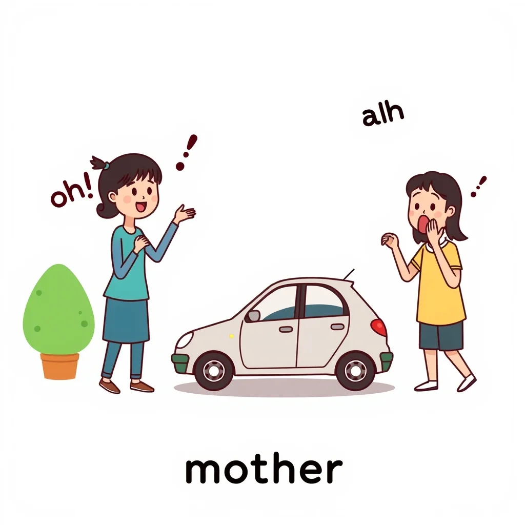 Mnemonic illustration for お母さん — mother (formal)