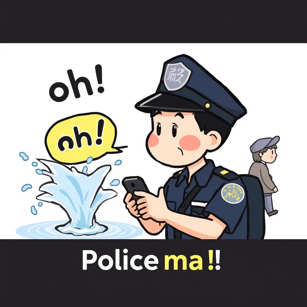 Mnemonic illustration for おまわりさん — policeman (friendly term)