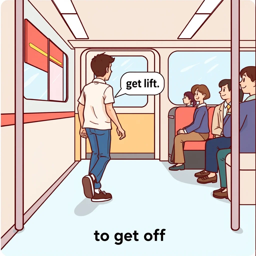 Mnemonic illustration for 降りる — to get off